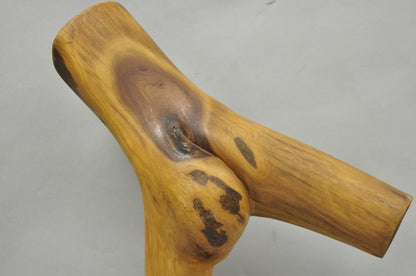 Vintage Mid Century Modern 19" Male Nude Abstract Solid Carved Wood Sculpture