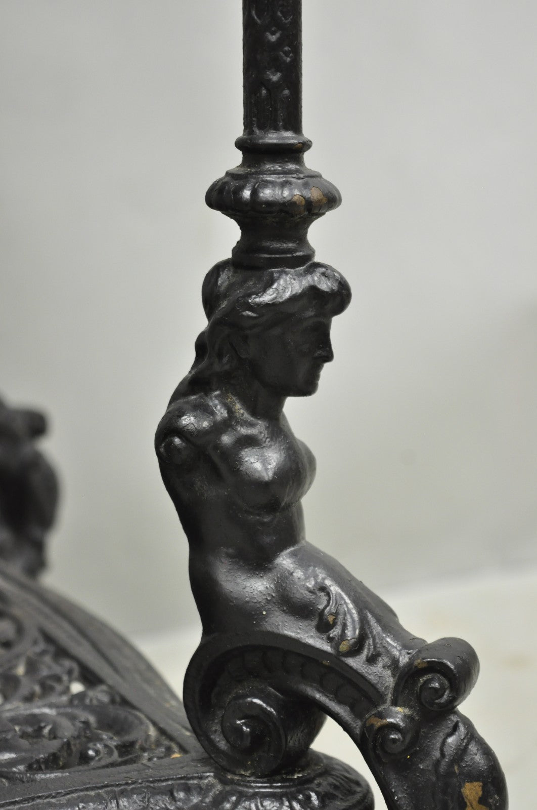 Antique French Renaissance Victorian Cast Iron Figural 3 Tier Plant Stand Table