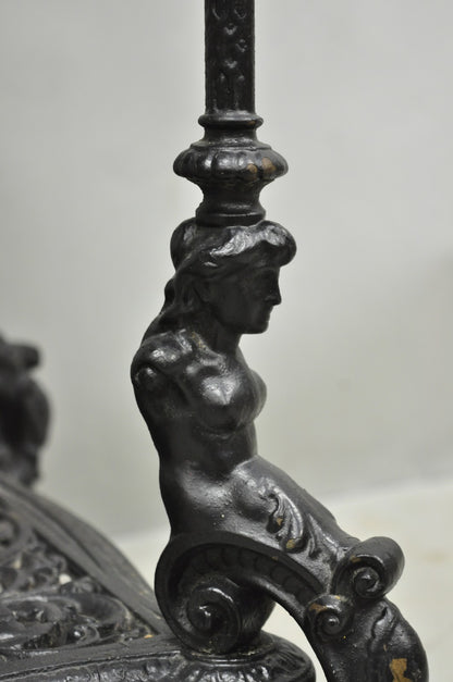 Antique French Renaissance Victorian Cast Iron Figural 3 Tier Plant Stand Table