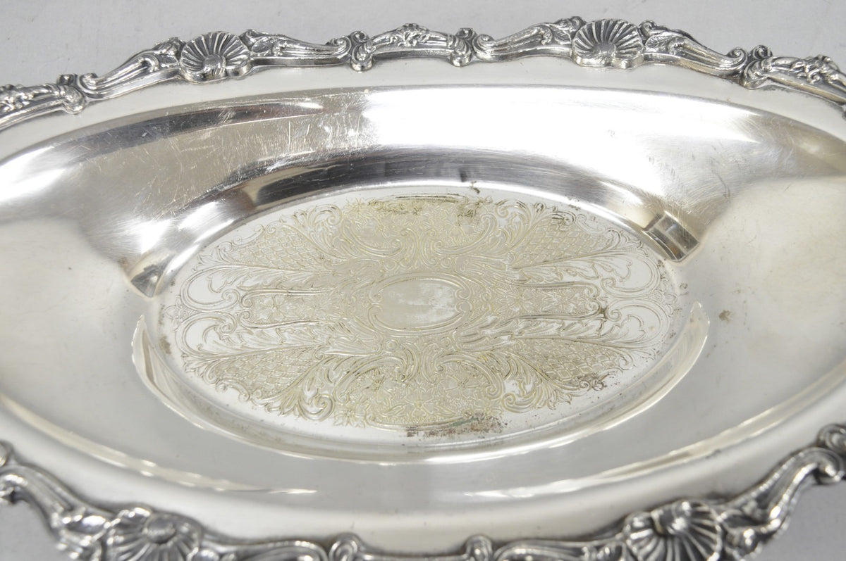 Vintage Victorian Style Silver Plated Oval 13.5" Trinket Serving Dish (D)