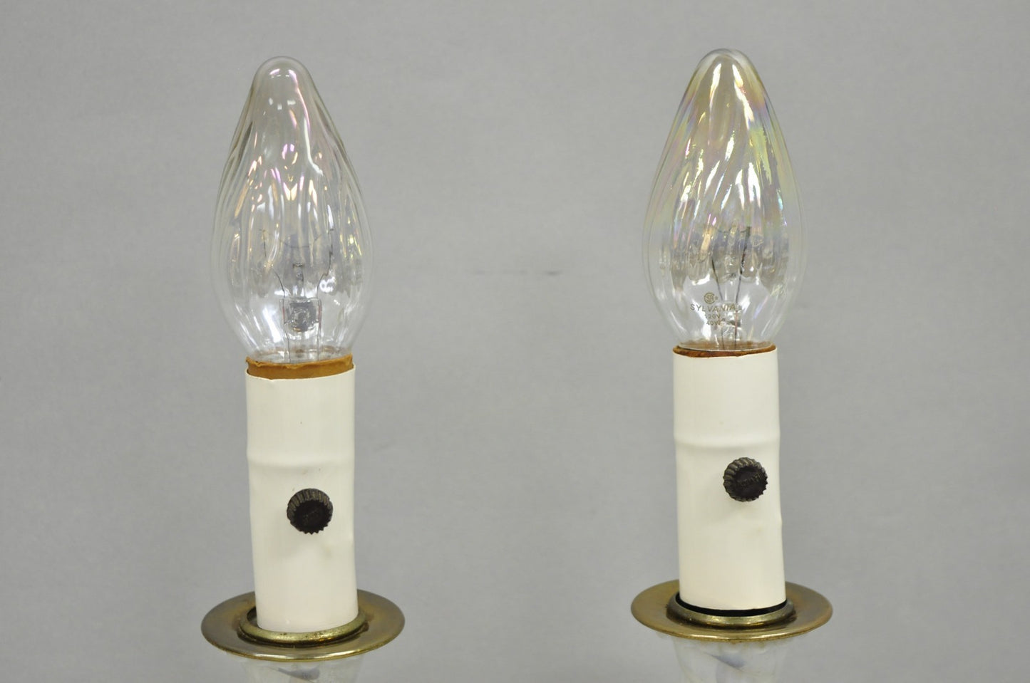 Vintage Hollywood Regency Petite Blown Glass Boudoir Table Lamps w/ Hearts, Pair