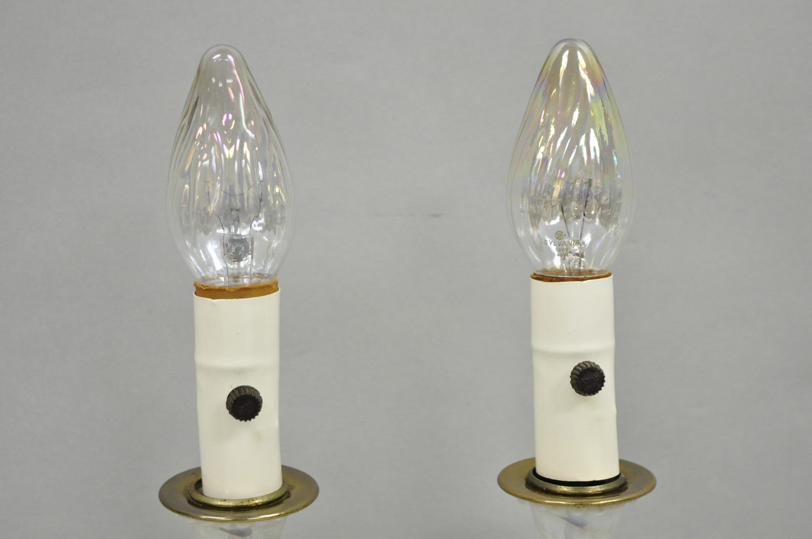 Vintage Hollywood Regency Petite Blown Glass Boudoir Table Lamps w/ Hearts, Pair