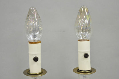 Vintage Hollywood Regency Petite Blown Glass Boudoir Table Lamps w/ Hearts, Pair