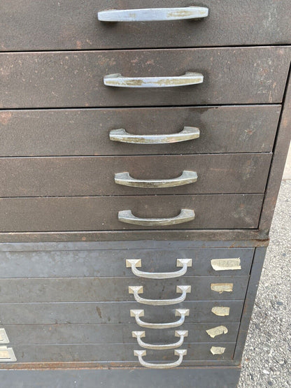 Vintage Cole Steel Metal Industrial Stacking Flat File Map Cabinet w/ 10 Drawers