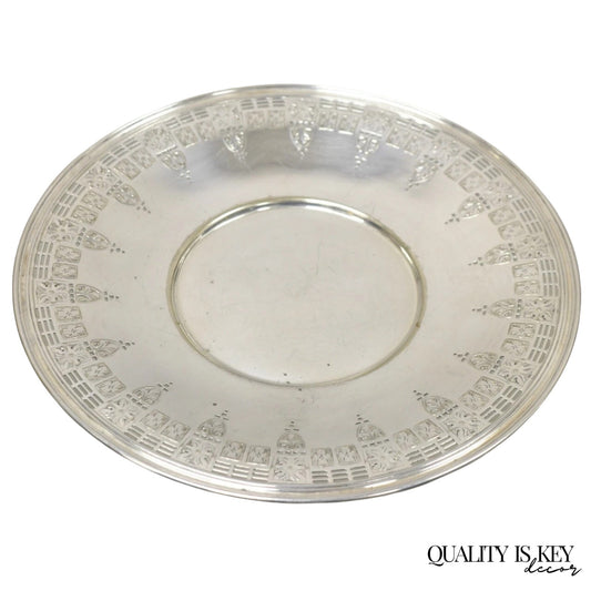 Antique Wallingford Silver Plated Victorian 10" Round Decorated Dish Platter