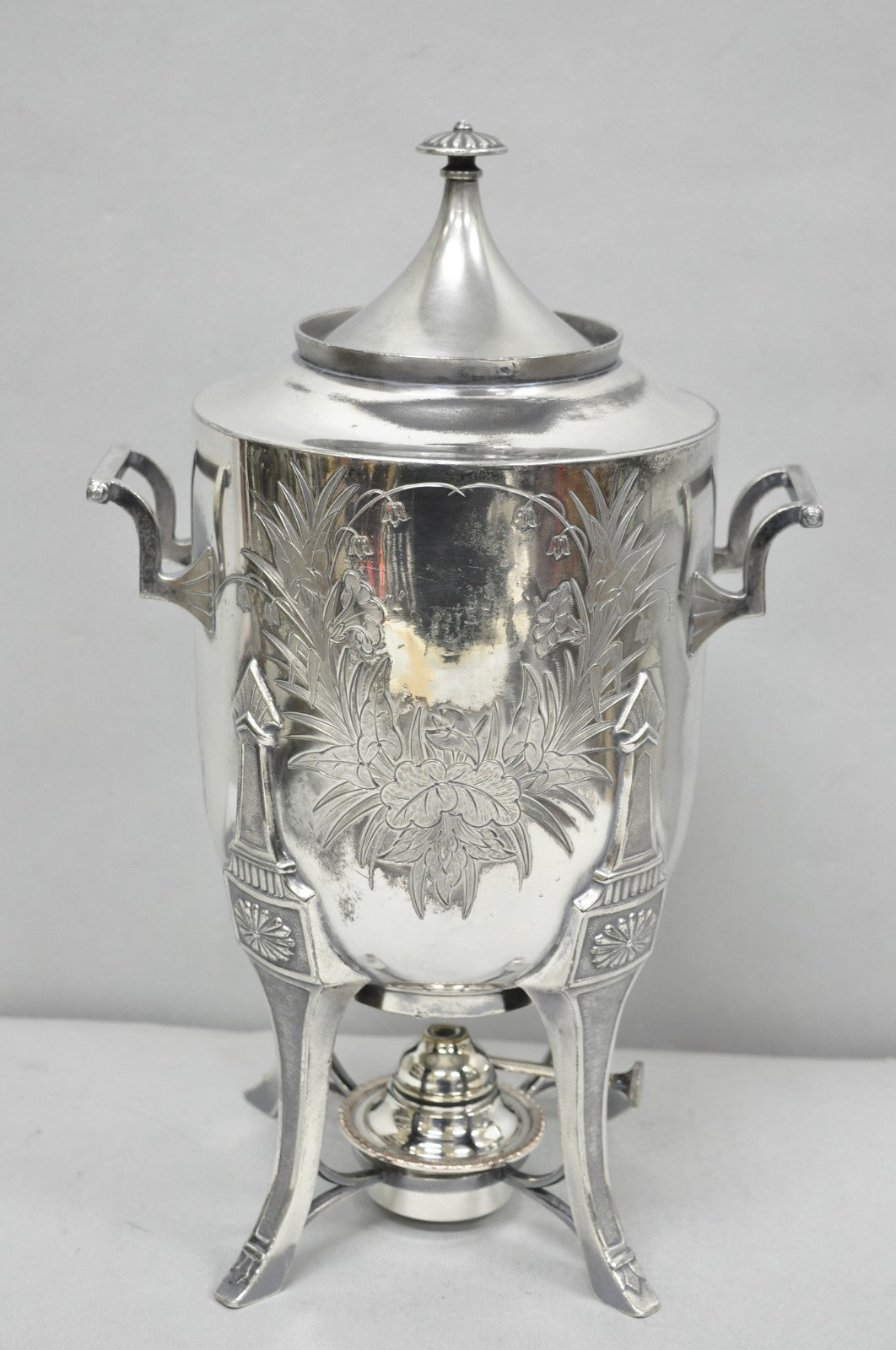 Antique Victorian Silver Plated Floral Engraved Coffee Samovar by Lucius Hart