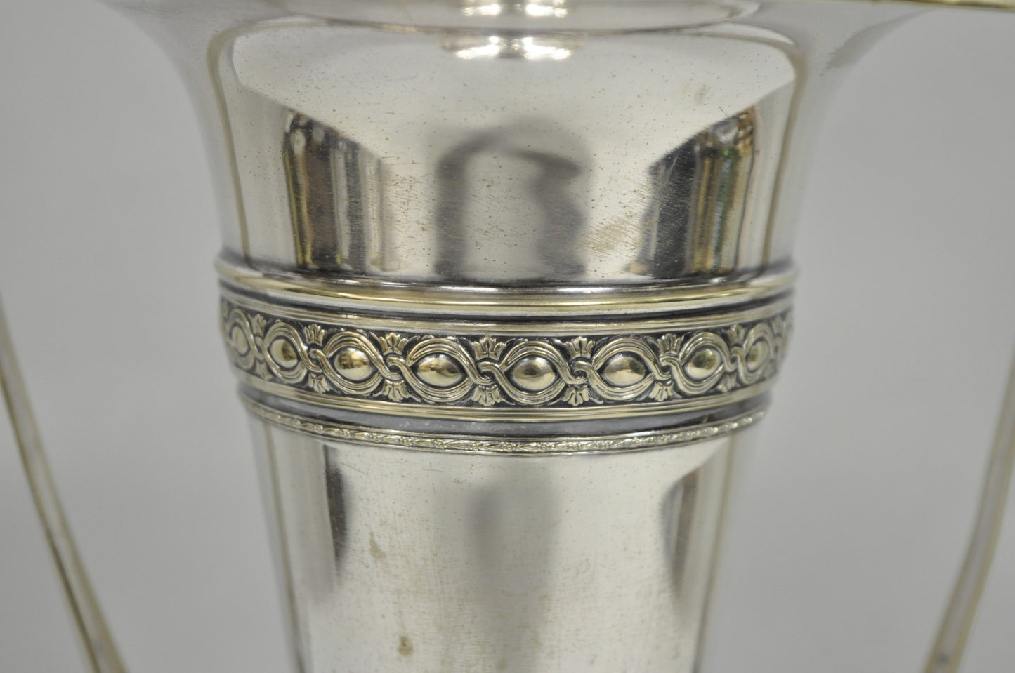 Vintage Victorian Silver Plated Trumpet Flower Vase with Reticulated Handle