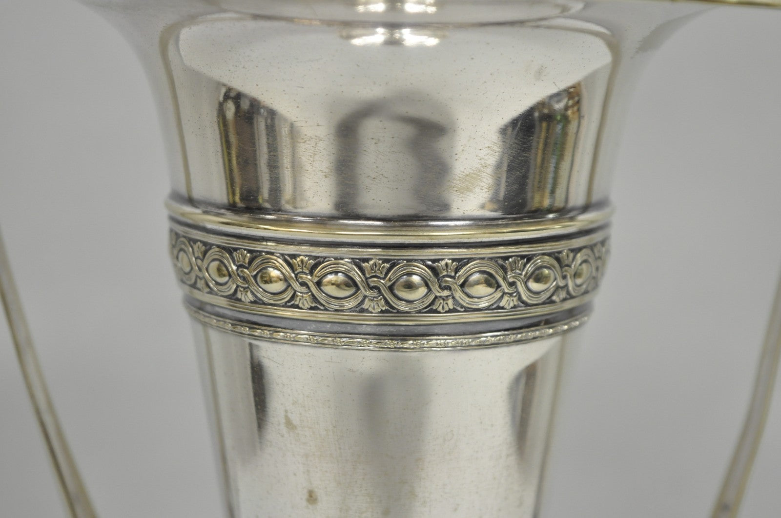 Vintage Victorian Silver Plated Trumpet Flower Vase with Reticulated Handle