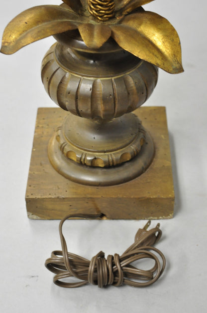 Vintage Italian Hollywood Regency Gold Gilt Leafy Iron Artichoke Table Lamp