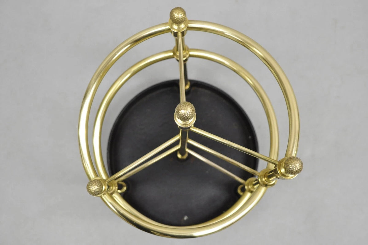 Sarreid LTD Victorian Style Polished Brass Cast Iron Spiral Umbrella Cane Stand