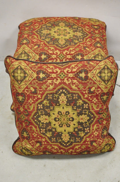 4 Contemporary Mediterranean Style Red and Brown Tapestry Faux Leather Pillows