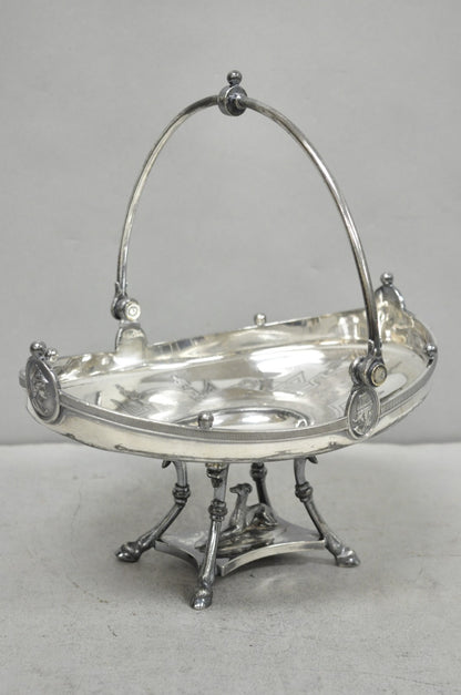 Antique Reed & Barton English Regency Figural Bread Basket w Whippet Dog Base