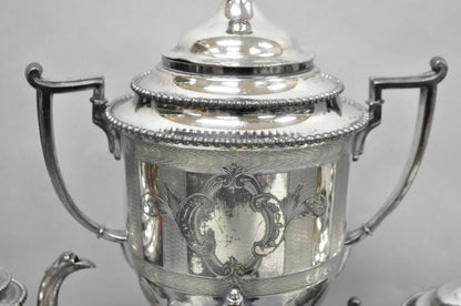Antique Reed & Barton 1929 English Regency Silver Plated Samovar Tea Set 4 Pcs