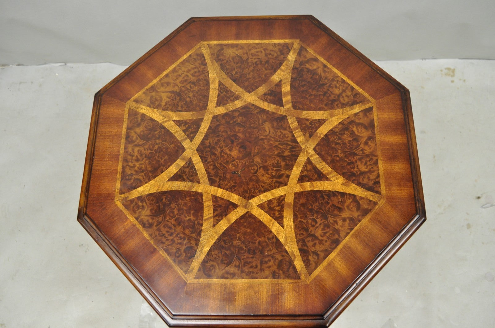 Contemporary Italian Mediterranean Style Marquetry Inlay Pedestal Side Table