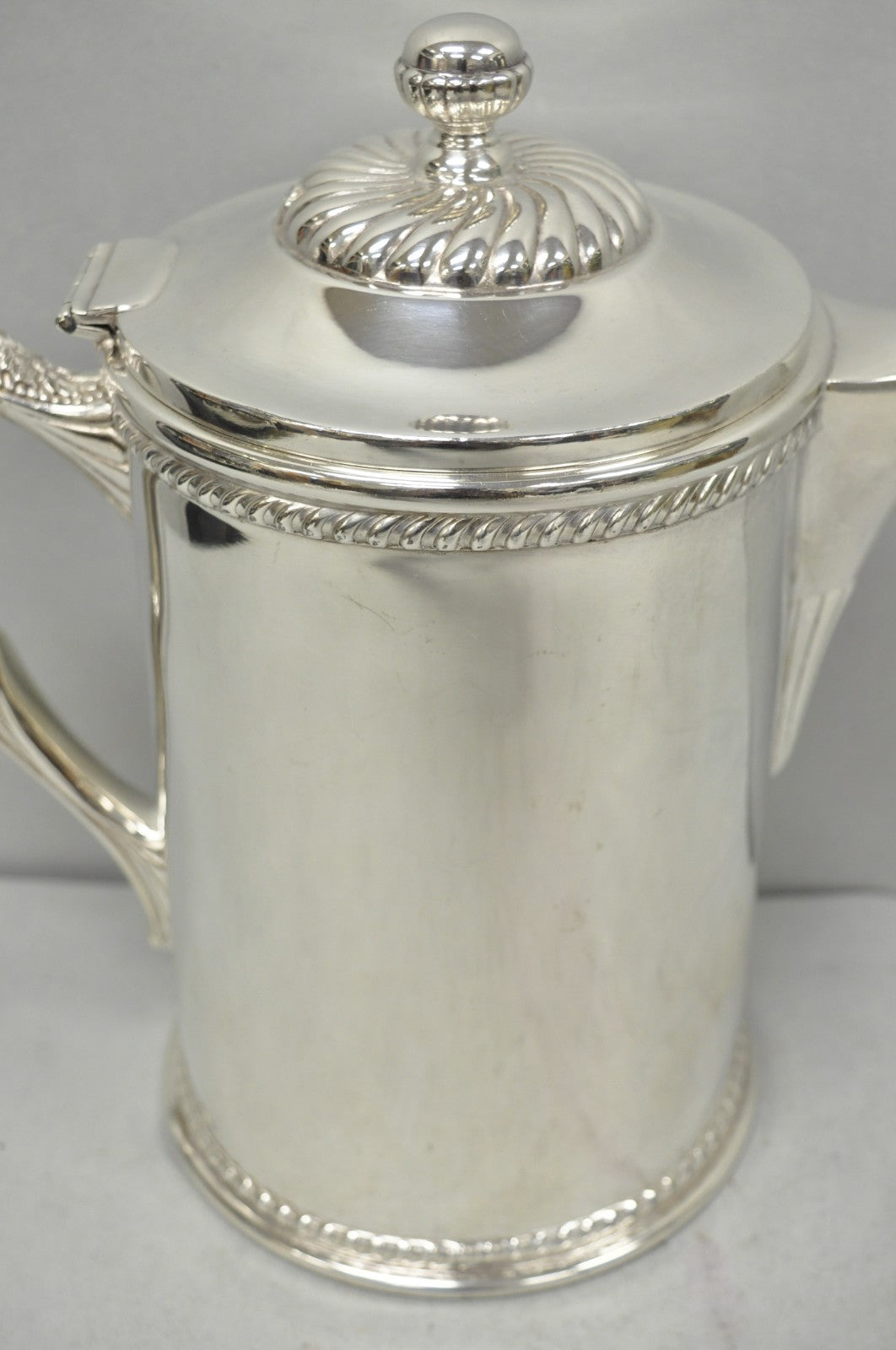 Antique English Victorian Silver Plated Enamel Line Large Beverage Water Pitcher
