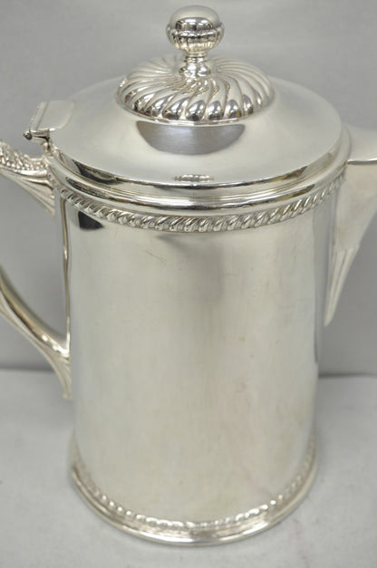 Antique English Victorian Silver Plated Enamel Line Large Beverage Water Pitcher