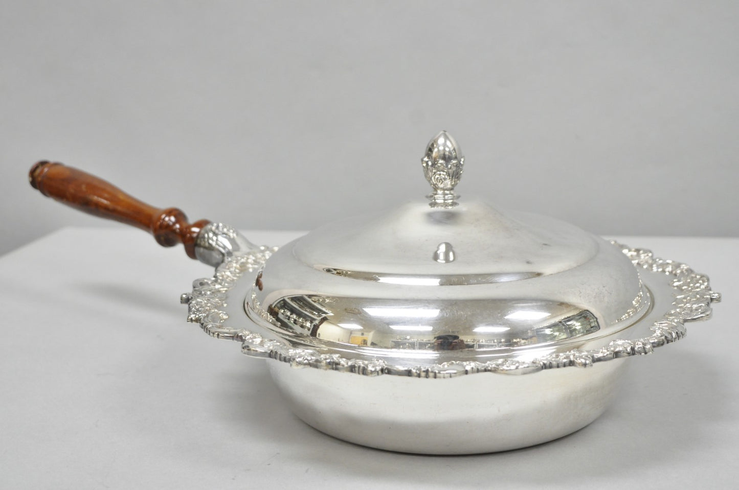 Vintage English Victorian Silver Plated Covered Chafing Dish Serving Platter