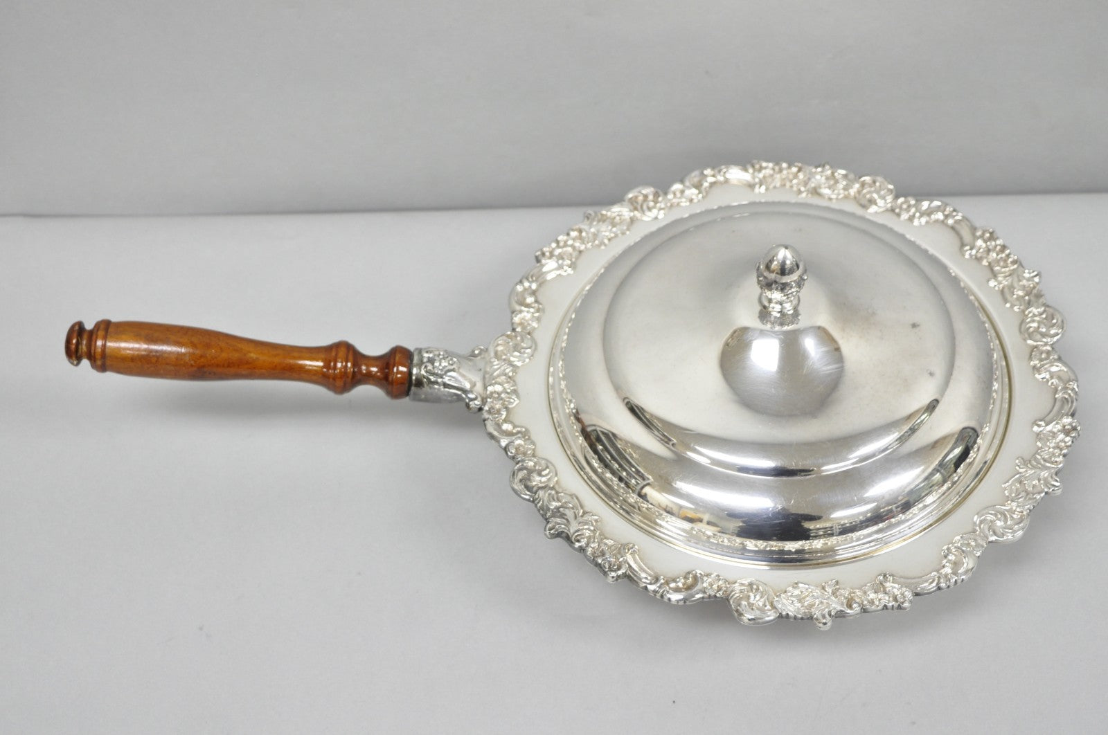 Vintage English Victorian Silver Plated Covered Chafing Dish Serving Platter