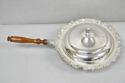 Vintage English Victorian Silver Plated Covered Chafing Dish Serving Platter