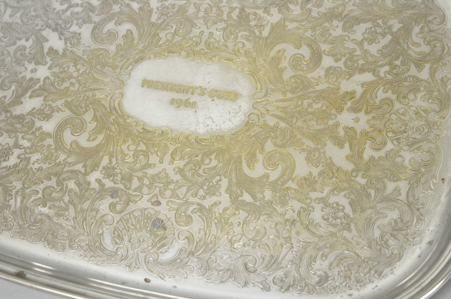 Vintage "President's Club 1961" Silver Plated Award Serving Platter Butlers Tray