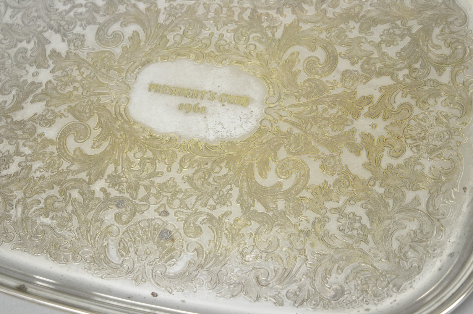 Vintage "President's Club 1961" Silver Plated Award Serving Platter Butlers Tray