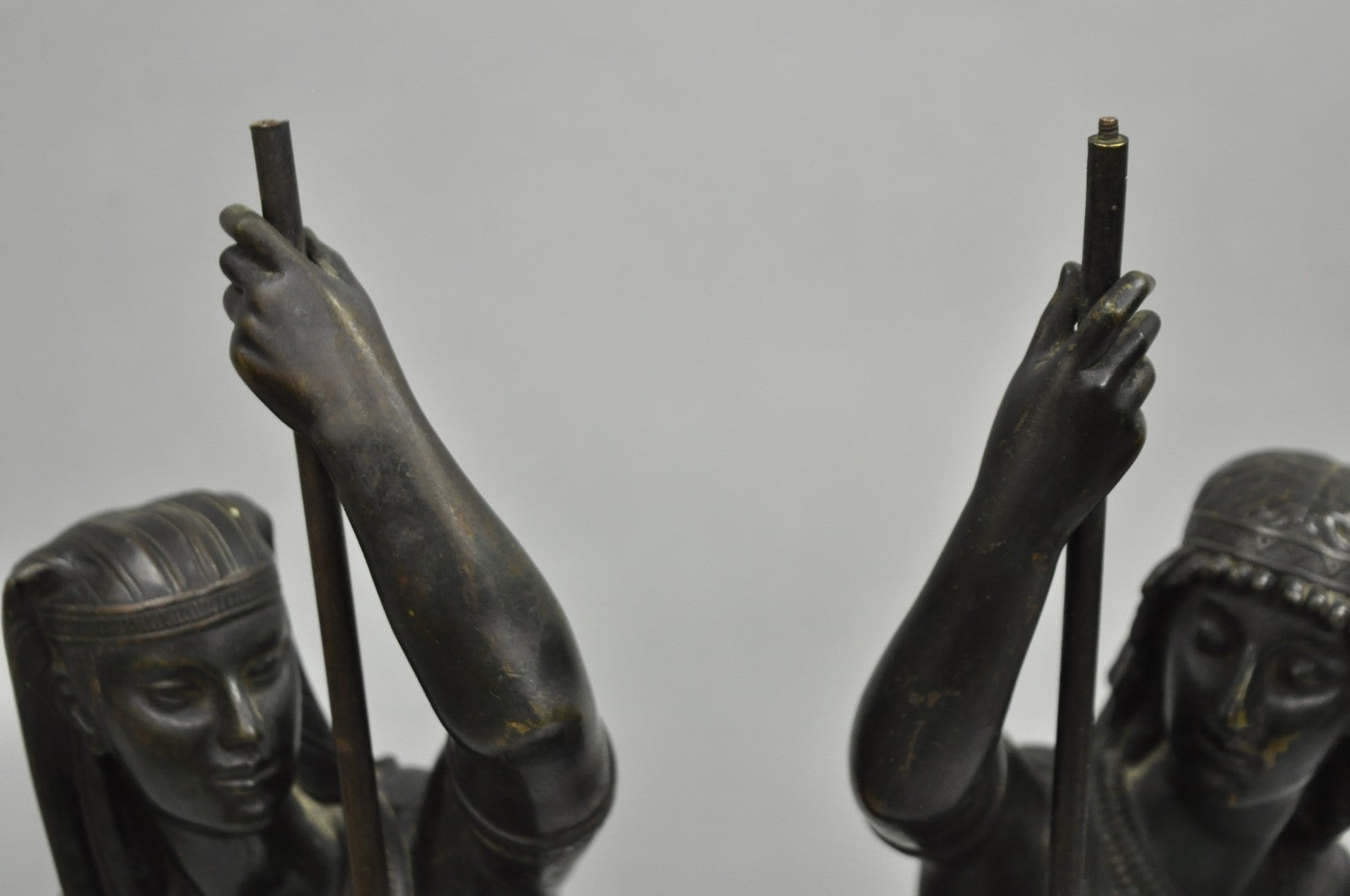 Egyptian Revival Bronze Priest & Priestess Figures after Émile Louis Picault