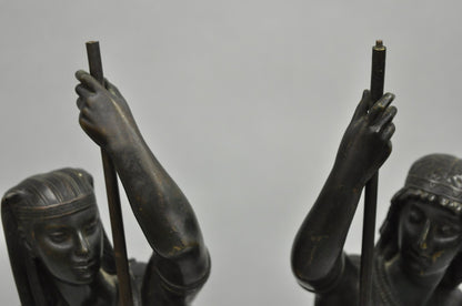 Egyptian Revival Bronze Priest & Priestess Figures after Émile Louis Picault