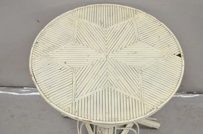 Antique Victorian Arts & Crafts Bentwood Wicker Rattan White Accent Side Table