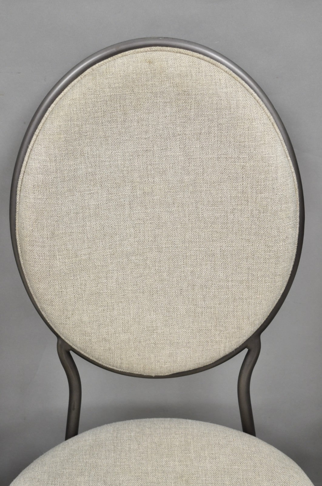 Contemporary Modern Metal Frame Oval Back Upholstered Dining Side Chair Set of 4