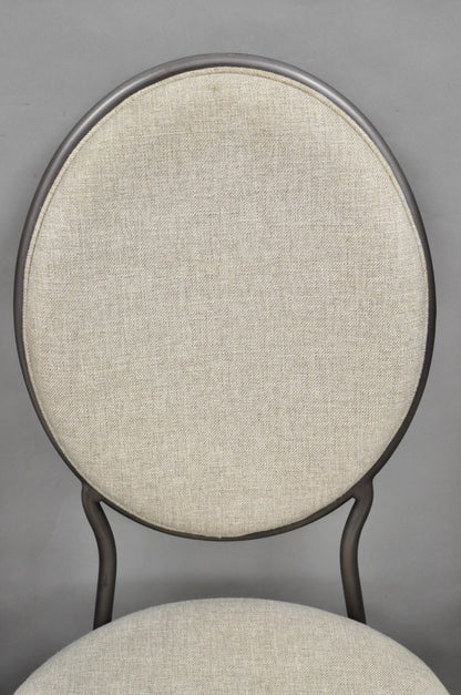 Contemporary Modern Metal Frame Oval Back Upholstered Dining Side Chair Set of 4