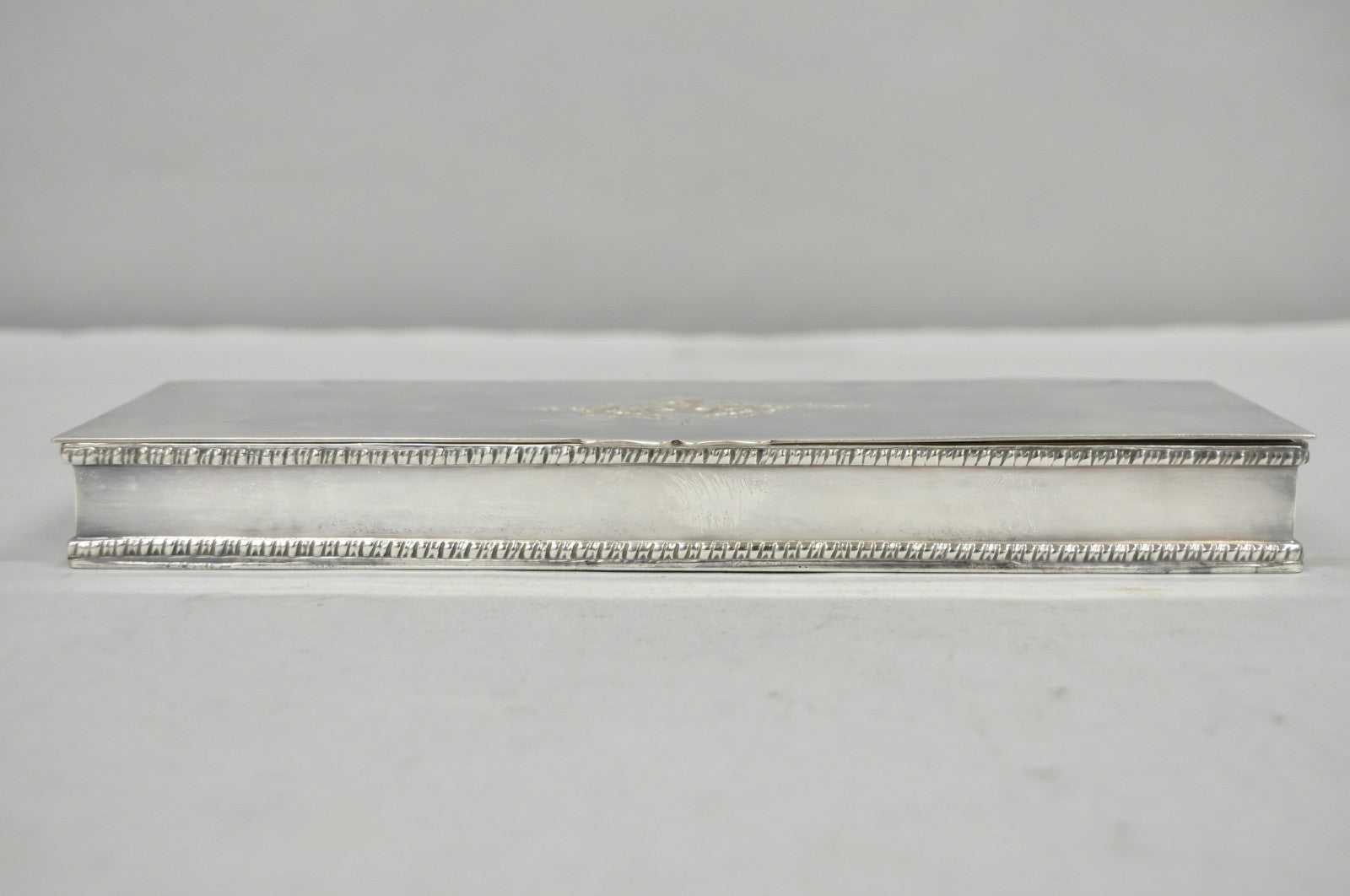 Vintage English Regency Silver Plated Narrow Vanity Dresser Jewelry Box - a Pair