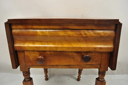Antique Sheraton Chestnut Wood 2 Drawer Pembroke Drop Leaf Work Side End Table