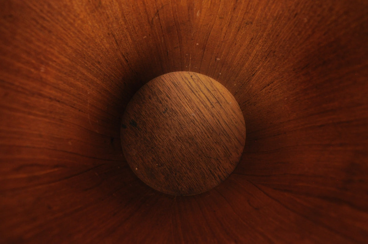 Vintage Mid Century Danish Modern Teak Wood Modernist Wastebasket Trash Can