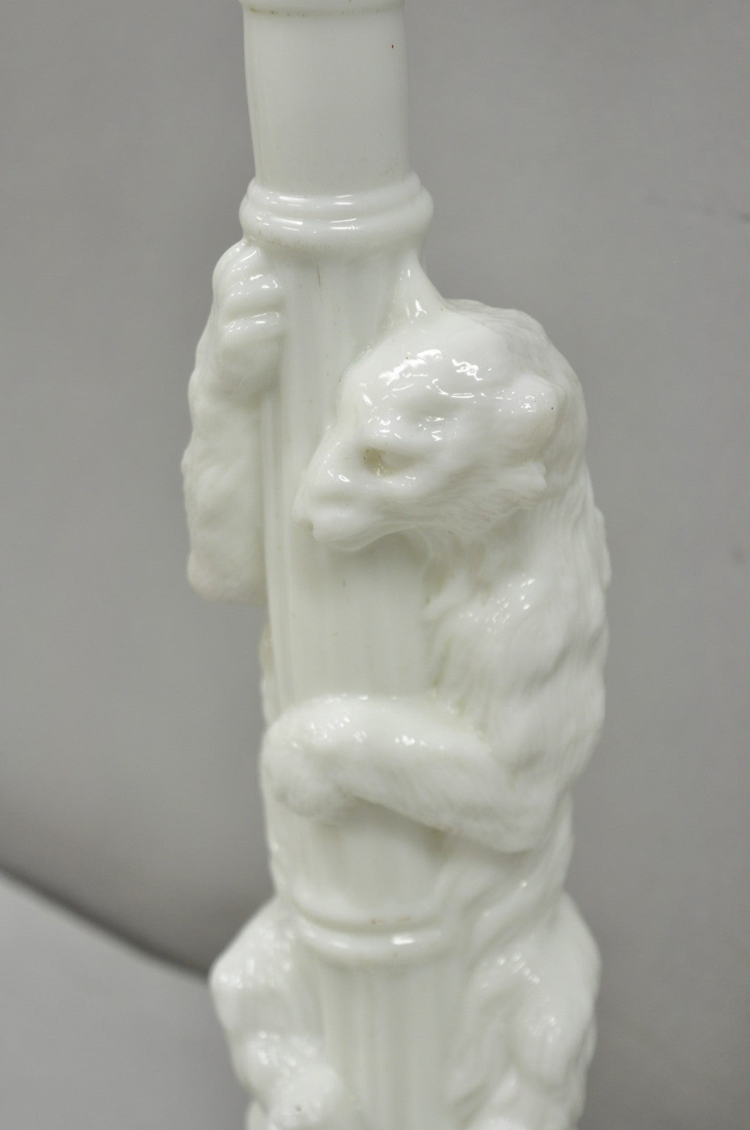 Antique White Polar Bear & Lamp Post Figural Glass Decanter Bottle Table Lamp