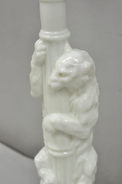 Antique White Polar Bear & Lamp Post Figural Glass Decanter Bottle Table Lamp