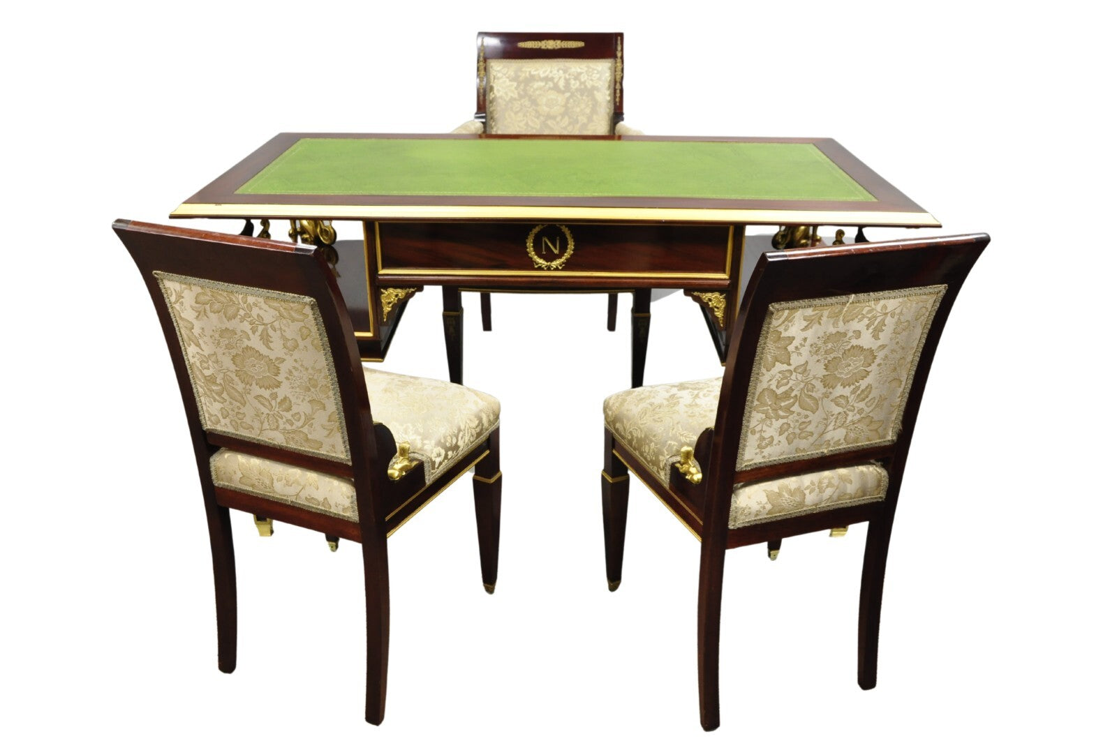 Vintage French Empire Mahogany Side Chairs with Bronze "Sphinx" Ormolu - a Pair