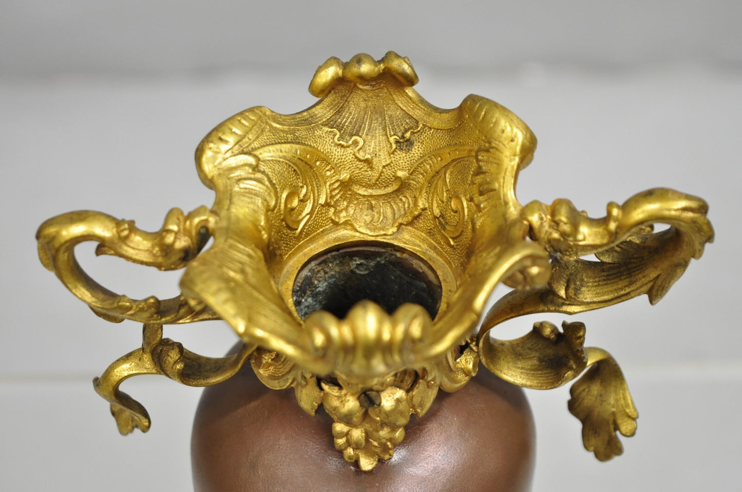 Antique French Art Nouveau Gold Gilt Patinated Bronze Small 9" Flower Vase