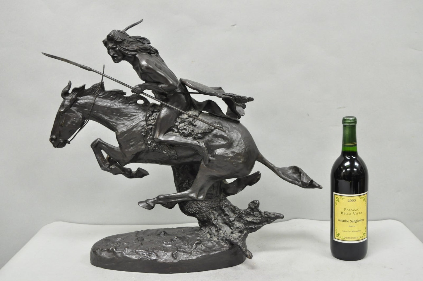 Frederic Remington "Cheyenne" Lost Wax Cast Bronze Native American Sculpture
