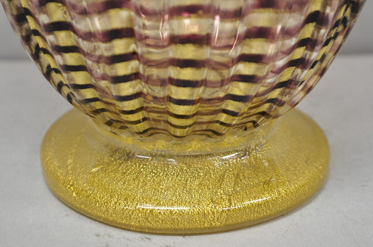 Ercole Barovier Zebrato Murano Art Glass Vase Zebrati for Ferro Toso Barovier