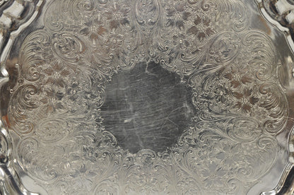 Vintage Poole Silver 3209 Victorian 12" Round Silver Plated Salver Platter Tray