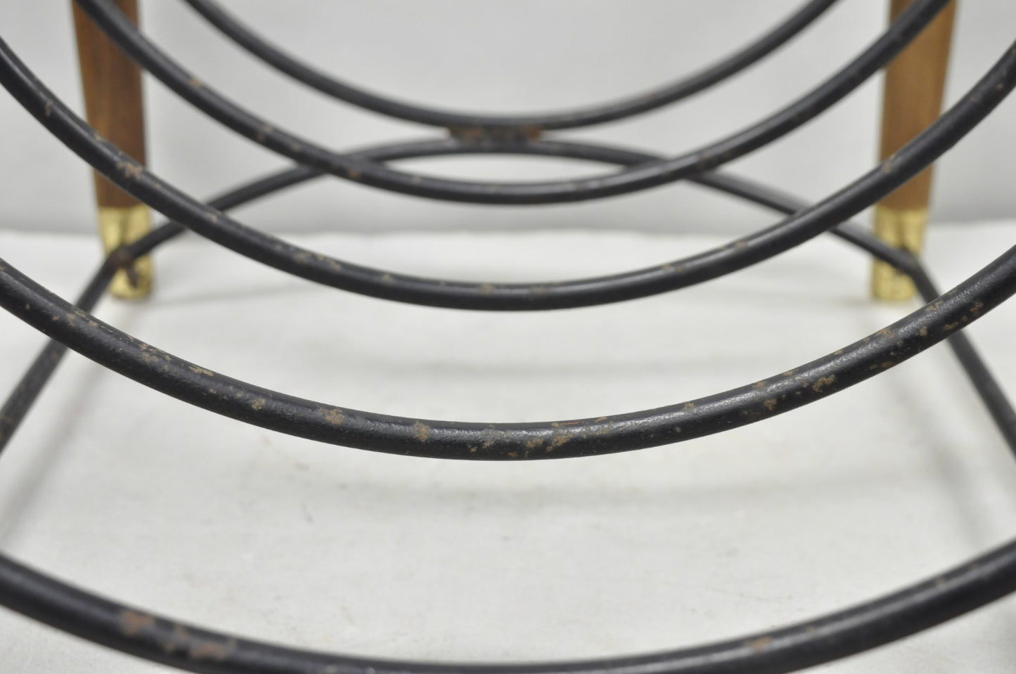 Mid Century Modern Wood & Wrought Iron Magazine Rack Fireplace Log Holder