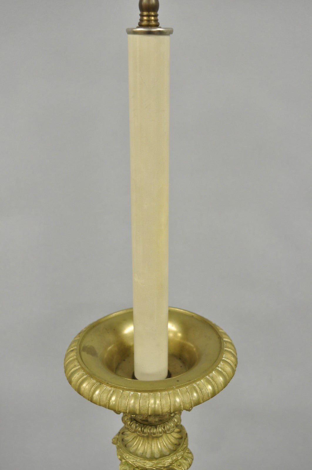 Antique 59" Tall French Empire Renaissance Bronze Column Candlestick Table Lamp