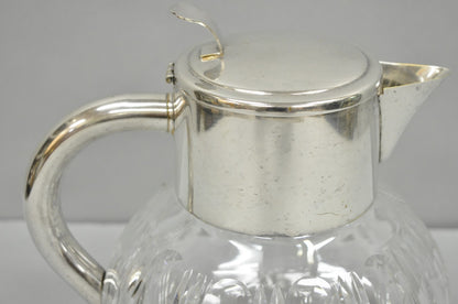 Victorian German Silver Plated Bulbous Cut Crystal Glass Lemonade Water Pitcher
