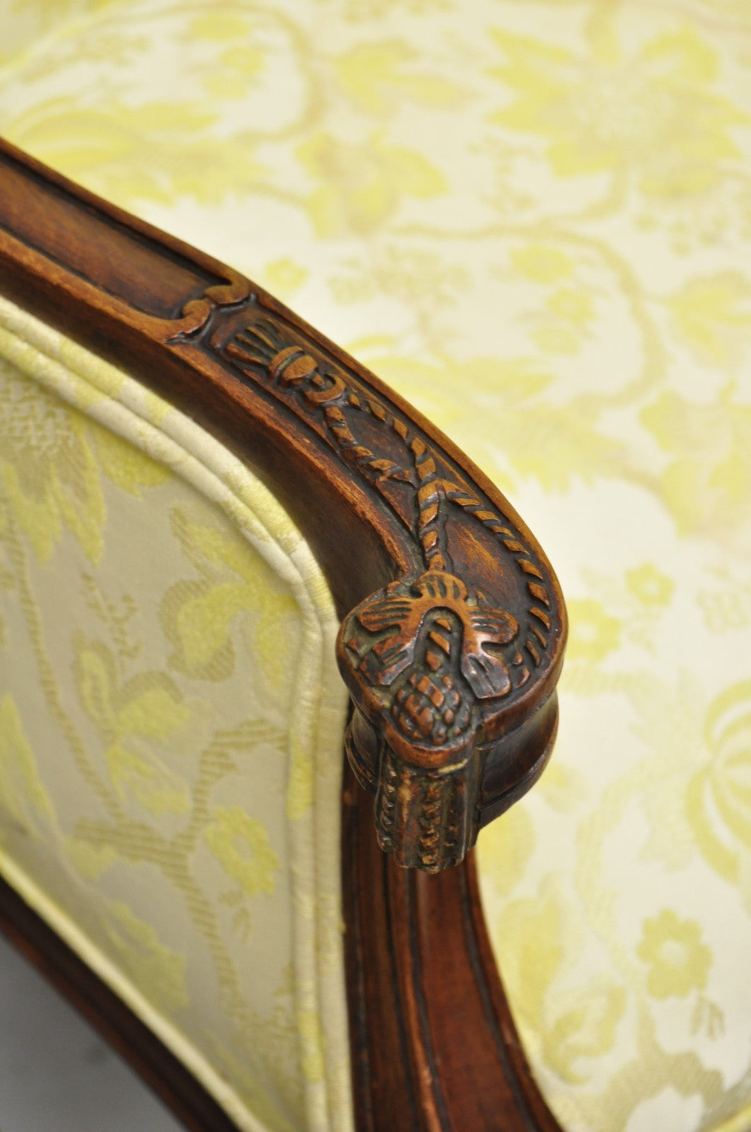 Vintage French Hollywood Regency Carved Mahogany Parlor Lounge Chairs - a Pair