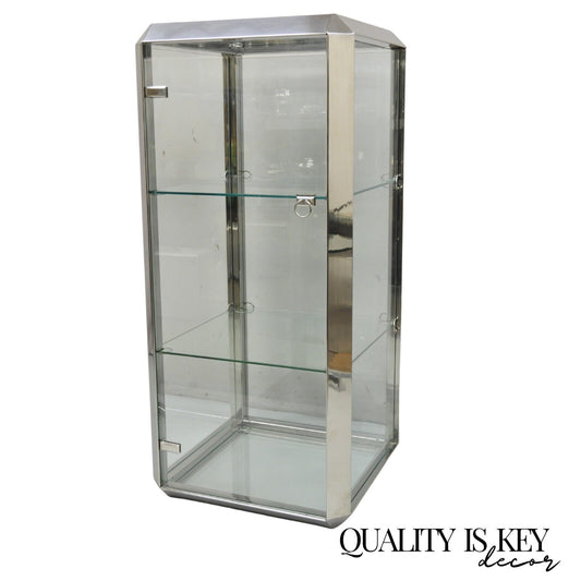 Alberto Rosselli for Saporiti P800 Chrome and Glass Italian Modern Showcase