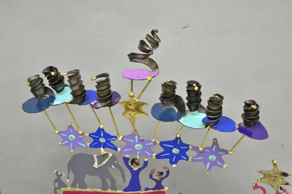 Modern Noah's Ark Cut Steel Judaica Art Hannukah Menorah Candelabra Sculpture