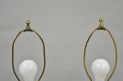 Antique Italian Neoclassical Carved Alabaster Marble Column Table Lamps - a Pair