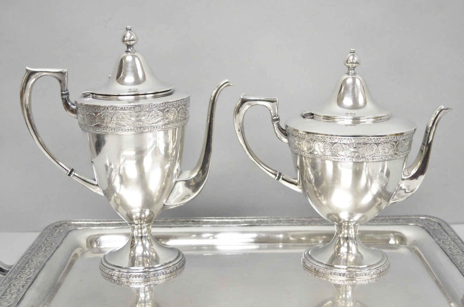 Antique Bernard Rices Sons Antique Edwardian Silver Plated Tea Service, 5 pc Set