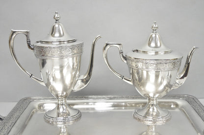 Antique Bernard Rices Sons Antique Edwardian Silver Plated Tea Service, 5 pc Set