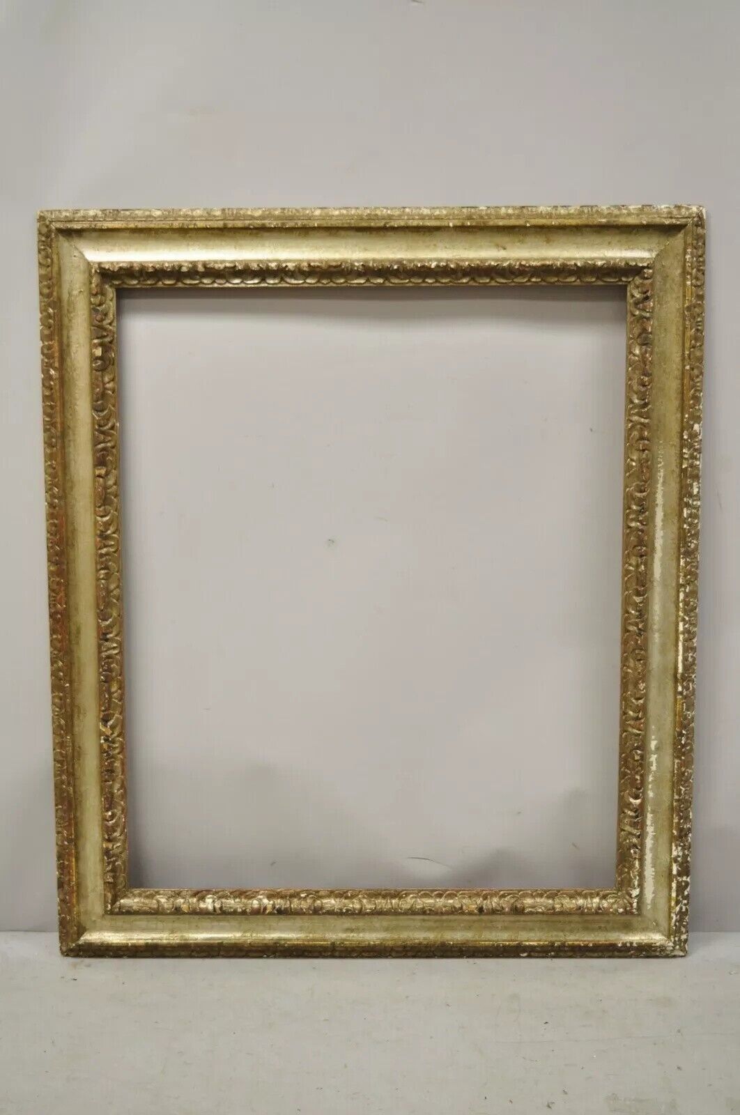 Italian Polychrome Parcel Gilt Carved Wood 51x33 Florentine Painting Frame